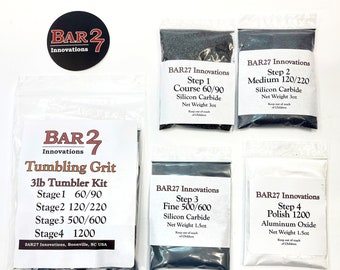 Tumbling Grit 4 Stage Rock Polishing Kit for 3 lbs Tumblers Silicon Carbide Aluminum Oxide Made in USA