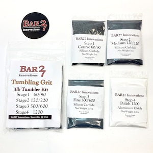 Tumbling Grit 4 Stage Rock Polishing Kit for 3 lbs Tumblers Silicon Carbide Aluminum Oxide Made in USA
