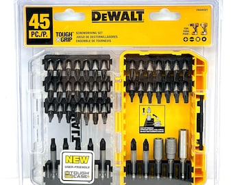 DeWALT DWA45SET Tough Grip Steel Hex Shank Screwdriver Bit Set 45-Piece w/Case