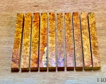 Amboyna Burl Wood Turning Blank – Exotic Grain, Rod & Call Projects (11.8” x 1.18” Square )
