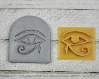 Eye of Ra Egyptian Texture Stamp for Earring Pendant Embossing on Polymer Clay Ceramic Fondant Jewelry Making Handmade Horus Hieroglyph 1"