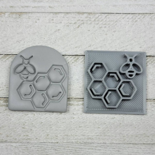 Bee Honeycomb Texture Stamp for Earring Pendant Embossing on Polymer Clay Ceramic Fondant Jewelry Making Handmade Save the Beehive Honey