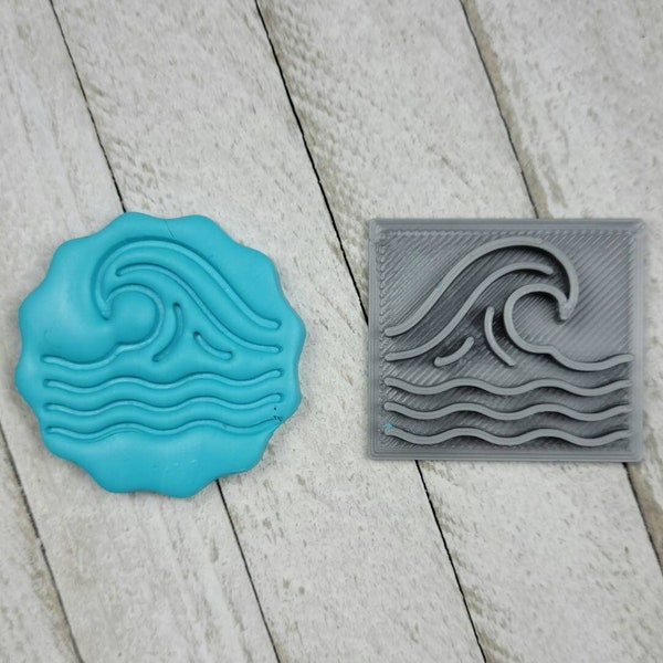 Ocean Wave 1 inch Texture Stamp for Polymer Clay Earring Pendant Embossing on Tool Jewelry Craft Making Nature Organic Tidal Sea Beach Water