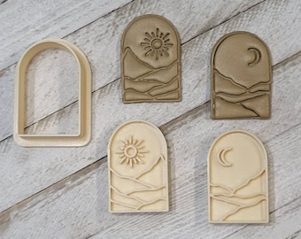 Polymer Clay Shape Cutter | Embossing Cutters | Stamp | Boho | Sun | Moon | Mountains | Desert | Earring Cutters | Polymer Clay Supplies