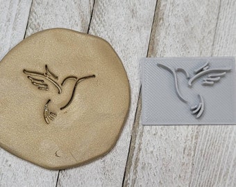 Hummingbird, 1.1"x.93", Texture Stamp, for Pendant, for Earrings, Embosser, Polymer Clay, Soap Stamp, Leather, Clay Stamp, Cottage, Spring