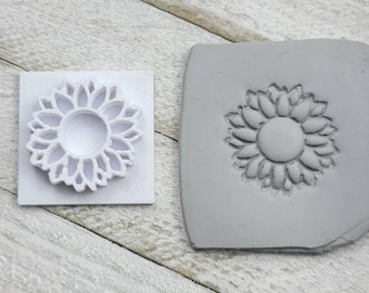 Sunflower, Autumn, Fall, Texture Stamp, Earring Stamp, Embosser for Clay, Clay Tool, Polymer Clay Stamp, Summer, Soap Stamp, Fondant Stamp