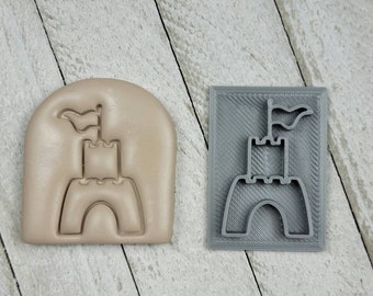 Sand Castle 1.2 inch Texture Stamp for Polymer Clay Earring Pendant Embossing on Tool Jewelry Craft Making Nature Sea Beach Vacation Summer