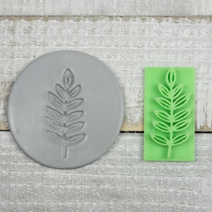 Fern Leaves Leaf Stem Texture Stamp for Earring Pendant Embosser Polymer Clay Soap Tool Jewelry Craft Making Tool 1.5 inch Nature Organic