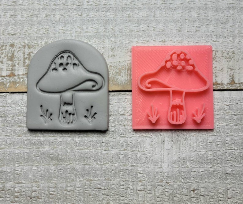 Mushroom Fairy Garden Texture Stamp for Earring Pendant Embossing on Polymer Clay Soap Ceramic Tool Jewelry Craft Making Small Handmade Art