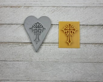 Cross Crucifix Texture Stamp for Earring Pendant Embossing on Polymer Clay Jewelry Making Handmade Christian Easter Religious Catholic