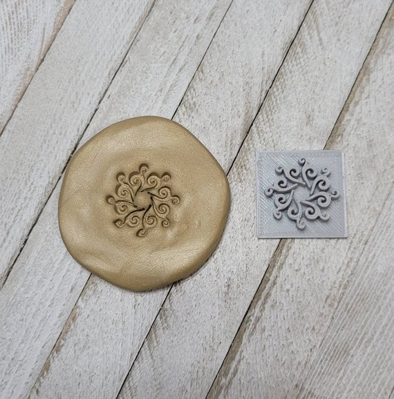 2 in Texture Stamp for Earring Pendant Embosser Polymer Clay 