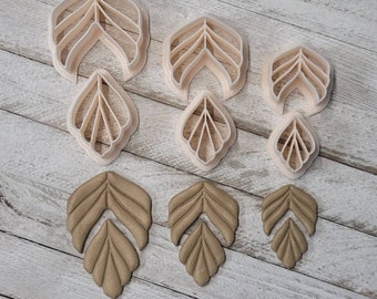 Polymer Clay Shape Cutter | Art Deco | Nesting Leaf | 1 inch 1.25 inch 1.5 inch | Cutters for Polymer Clay | Embosser for Polymer Clay