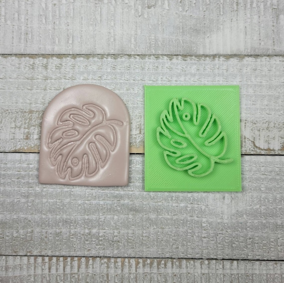 Polymer clay stamp Monstera 3D printed embossing