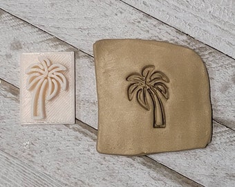 Palm Tree, 1 inch, Texture Stamp, Earring Stamp, Embosser for Clay, Clay Tool, Polymer Clay Stamp, Summer, Beach, Soap Stamp, Fondant Stamp