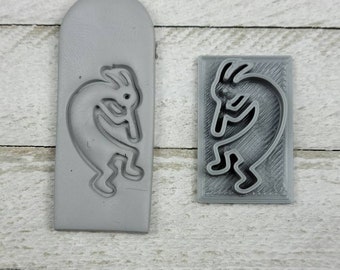 Kokopelli Man Texture Stamp for Earring Pendant Embossing on Polymer Clay Ceramic Fondant Jewelry Making Handmade Hieroglyph 1" Southwest