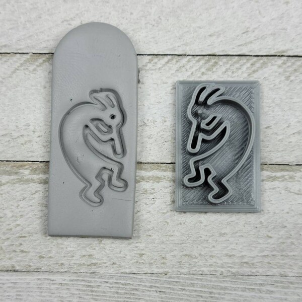 Kokopelli Man Texture Stamp for Earring Pendant Embossing on Polymer Clay Ceramic Fondant Jewelry Making Handmade Hieroglyph 1" Southwest