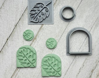 Monstera Leaf Stamp 1 inch Arch Round Cutters Choose .5 inch for Polymer Clay Jewelry Craft Making Earring Sizes Shape Plant Tropical Modern