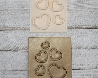 Soap Stamp, Falling Hearts, 1.9"x1.5", Texture Stamp, Pendant, Embossing on Soap, Tool, Polymer Clay Stamp, Valentine's Day, Handmade Soaps