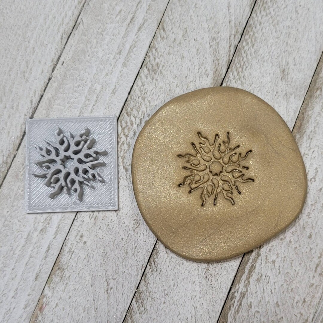 Tribal Sun, .94x.94, Texture Stamp, for Pendant, for Earrings, Embosser ...