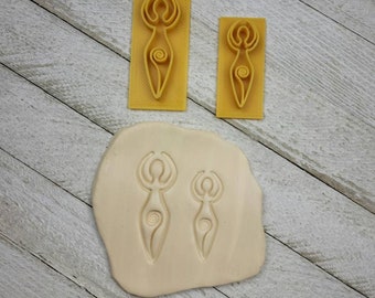 Goddess 2 size set Texture Stamp for Earring Pendant Embossing on Polymer Clay Ceramic Soap Fondant Tool Jewelry Craft Making Woman Wiccan