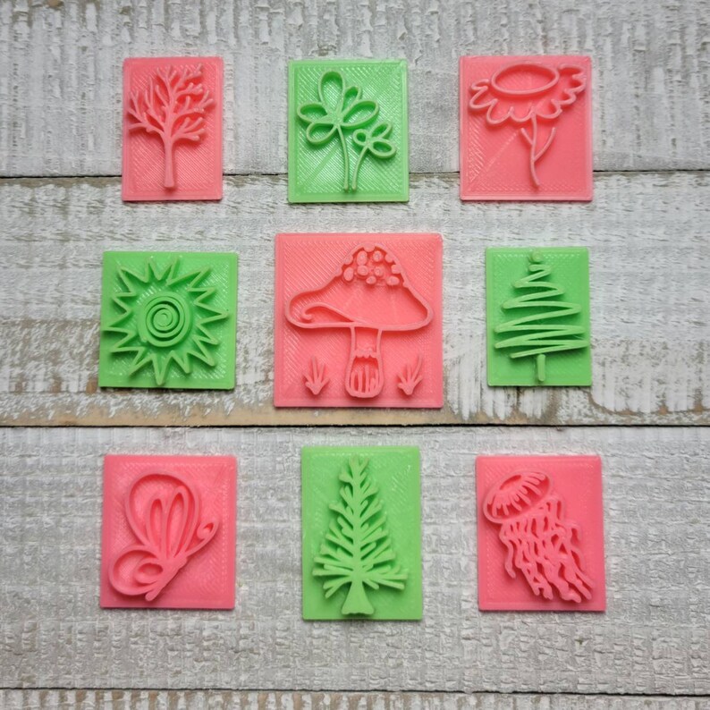 Mushroom Fairy Garden Texture Stamp for Earring Pendant Embossing on Polymer Clay Soap Ceramic Tool Jewelry Craft Making Small Handmade Art