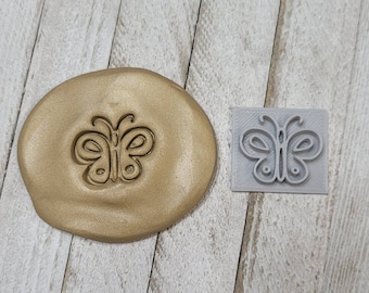 Butterfly, .84"x.98", Texture Stamp, for Pendant, for Earrings, Embosser, Polymer Clay, Soap Stamp, Leather, Clay Stamp, Cottage, Spring