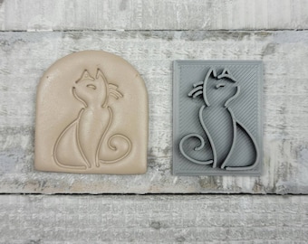 Cat Feline / Texture Stamp for Polymer Clay / Earring Pendant Embossing on Ceramic Soap / Tool / Jewelry Craft Making / Handmade Artist Art