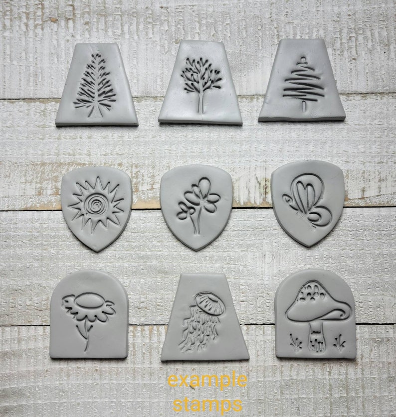Mushroom Fairy Garden Texture Stamp for Earring Pendant Embossing on Polymer Clay Soap Ceramic Tool Jewelry Craft Making Small Handmade Art