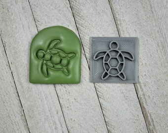Sea Turtle 1 inch Texture Stamp for Polymer Clay Earring Pendant Embossing on Ceramic Tool Jewelry Craft Making Animal Nature Organic Ocean