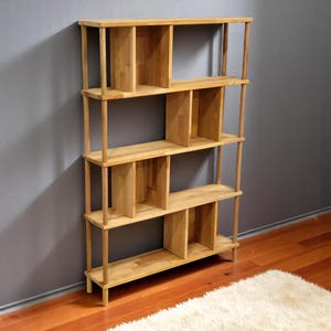 Solid Wood Bookshelf, Wooden Bookcase, Minimalist Living Room Shelf, Kitchen Home Office Bookshelf, Modern Shelving Unit Scandinavian