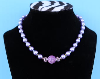 Purple Pearl Beaded Pendant Necklace