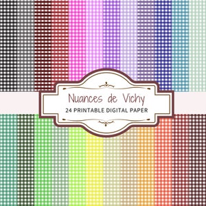 24 papiers numériques imprimables motif Vichy , scrapbooking, carterie, décoration, DIY