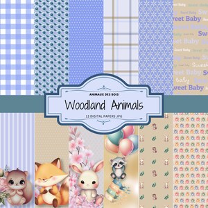 12 Papiers Numériques Animaux des Bois haute définition- Motifs de Forêt et imprimé tendre en JPG - Scrapbooking Papeterie, Projets Créatifs