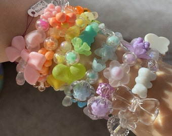 kawaii pink orange gelb grün blau lila weiß klar jfashion decora fairy kei lolita kidcore cutecore pastel perlen armband
