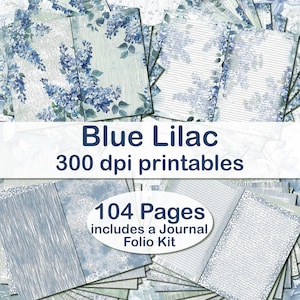 Páginas imprimibles de diario basura azul lila 8,5 x 11 pulgadas 104 páginas