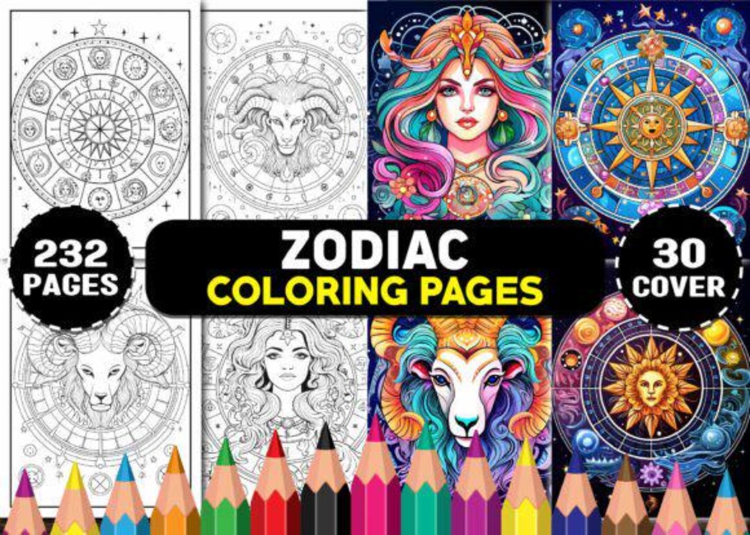 232 Zodiac Coloring Pages for Adults Intricate Astrology Designs