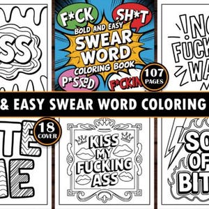 Bold & Easy Swear Word Coloring Book | Groovy and Funny Designs for Stress Relief | Instant Download
