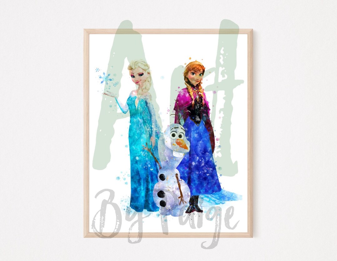 Frozen: Elsa, Olaf &amp; Anna Watercolour Art Print - Etsy
