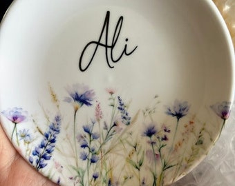 Personalized Wildflower Ring Dish,Gift for Mom