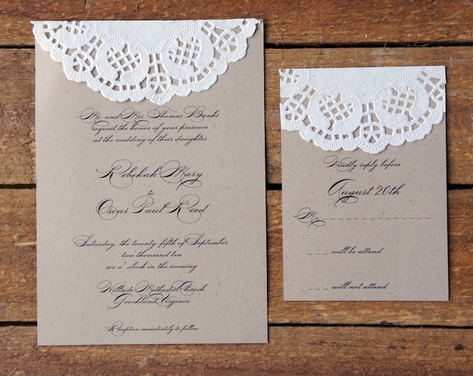 Sample Doily Wedding Invitation Set Etsy