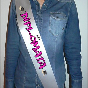 Fascia miss diplomata in poliestere bianco diploma scuola
