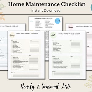 Checklista för hemunderhåll, utskrivbar checklista för säsongsunderhåll, tips för hemunderhåll, planerare för hemunderhåll