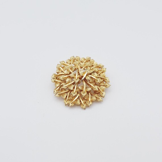 Unsual Abstract Leaf and Stem Cluster Brooch in G… - image 1