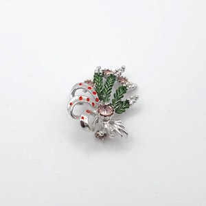 Signed Exquisite Scottish Heather Enamel and Rhinestone Brooch in Presentation Box - Worldwide Shipping