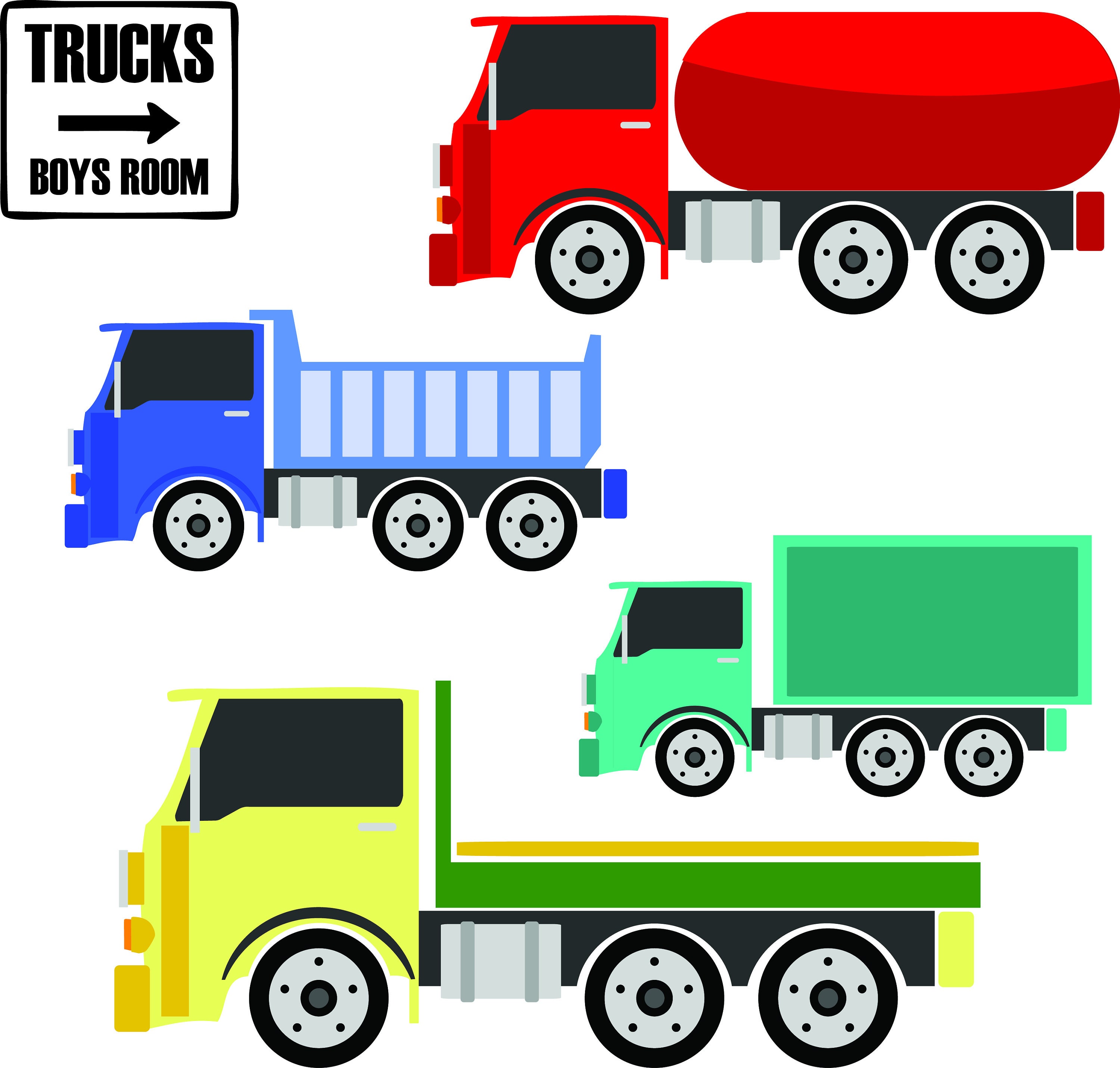 Toy Trucks Clipart Trucks Clipart Semi Truck Clipart Boys Etsy