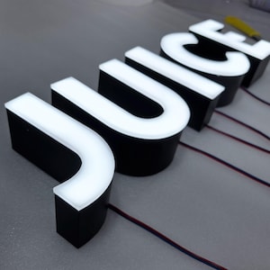 Letrero iluminado personalizado en 3D, letras de canal para letreros de escaparates, letras iluminadas desde el frente, letreros para cafeterías, letreros publicitarios comerciales para exteriores