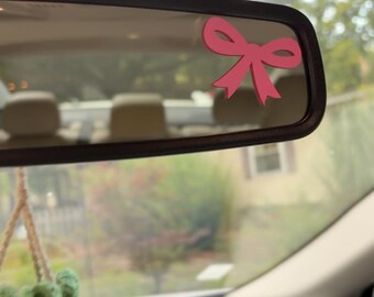 Pink Bow Car Mirror Decal – Cute Girly Car Accessory, Small Vinyl Sticker for Rearview or Side Mirrors