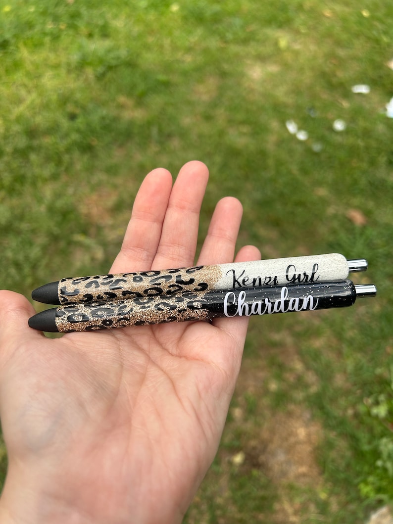 Personalized Leopard Glitter Pen - Custom Ink Pen, Cute Teacher Gift, Office or Nurse Stationery image 1
