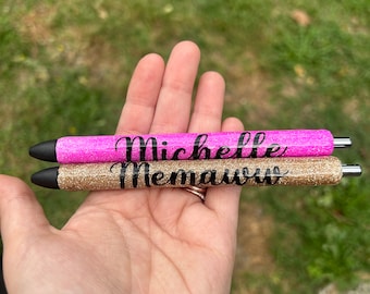 Personalized Glitter Pen - Custom Ink Pen, Cute Teacher Gift, Office or Nurse Stationery