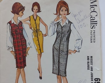 McCall's 6928 Misses' Dress or Jumper and Blouse Vintage Pattern